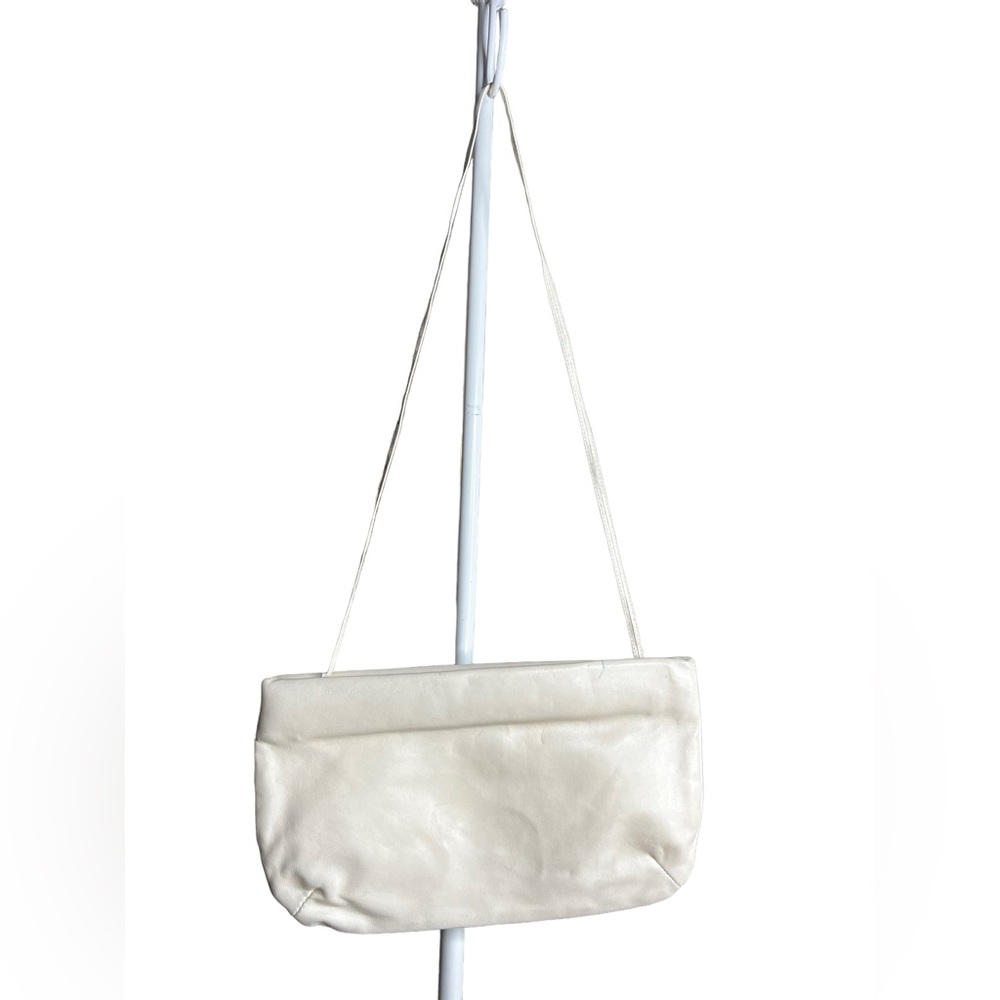 Vintage Antonio Designs Cream Shoulder Bag Y2K Minimalist Crossbody Purse - Picture 3 of 10